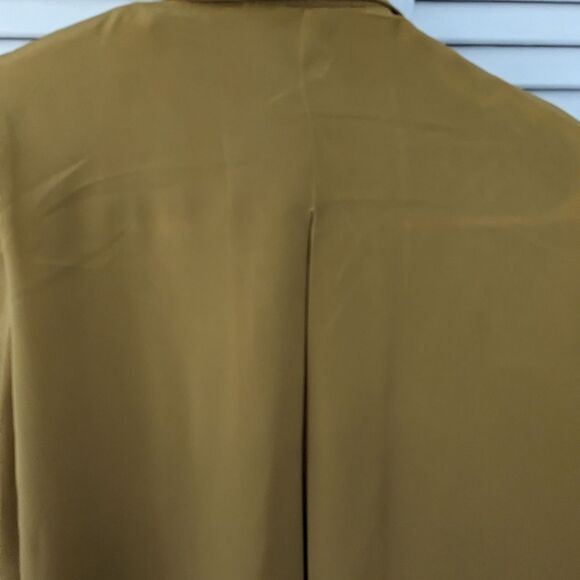 Jac Dale Vtg Blouse Womens sz 4 Mustard Yellow Silky Cuff Pleated Retro Glam 90s - Picture 10 of 12
